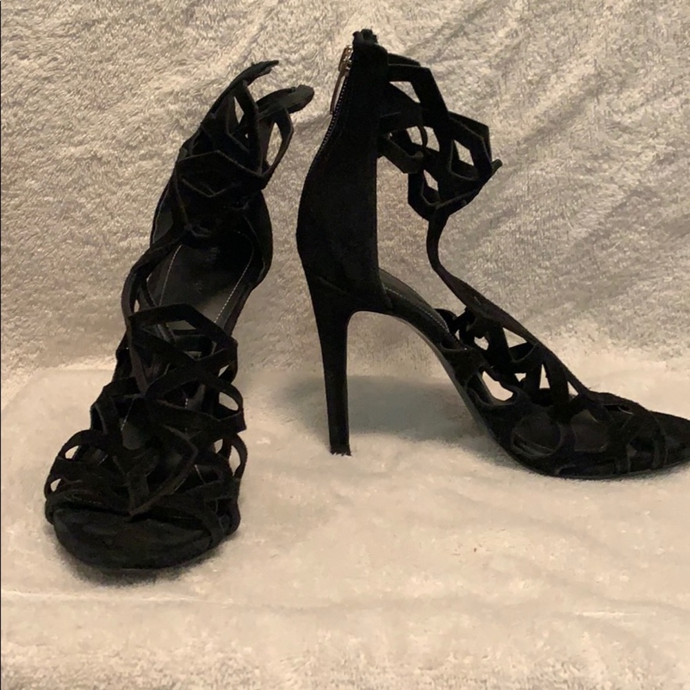 Black strappy heels